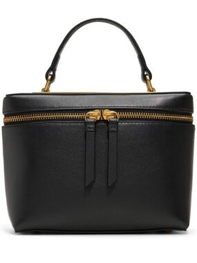 Ted Baker Black Mini Top-Handle Vanity Bag with Gold Hardware